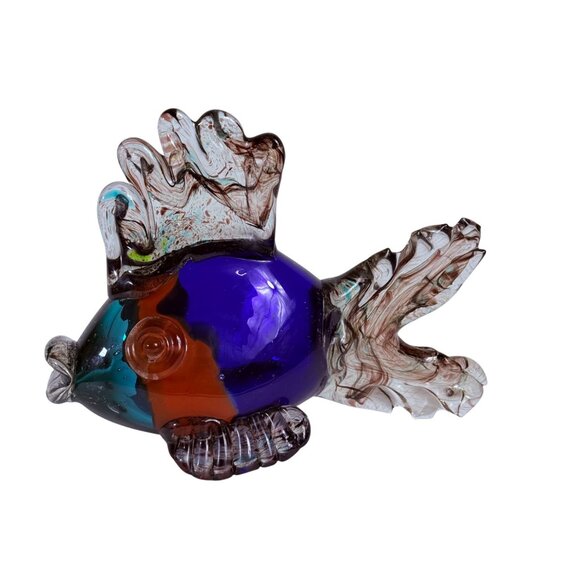 Murano Retro 70s Glass Fish Sculpture Multicolored Figurine Artistic Decor VTG - Picture 5 of 14